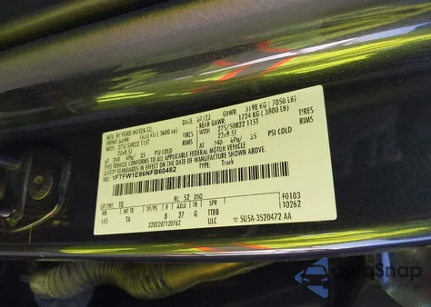 2022 Ford F-150 Limited from USA, damaged, VIN 1FTFW1E86NFB60482